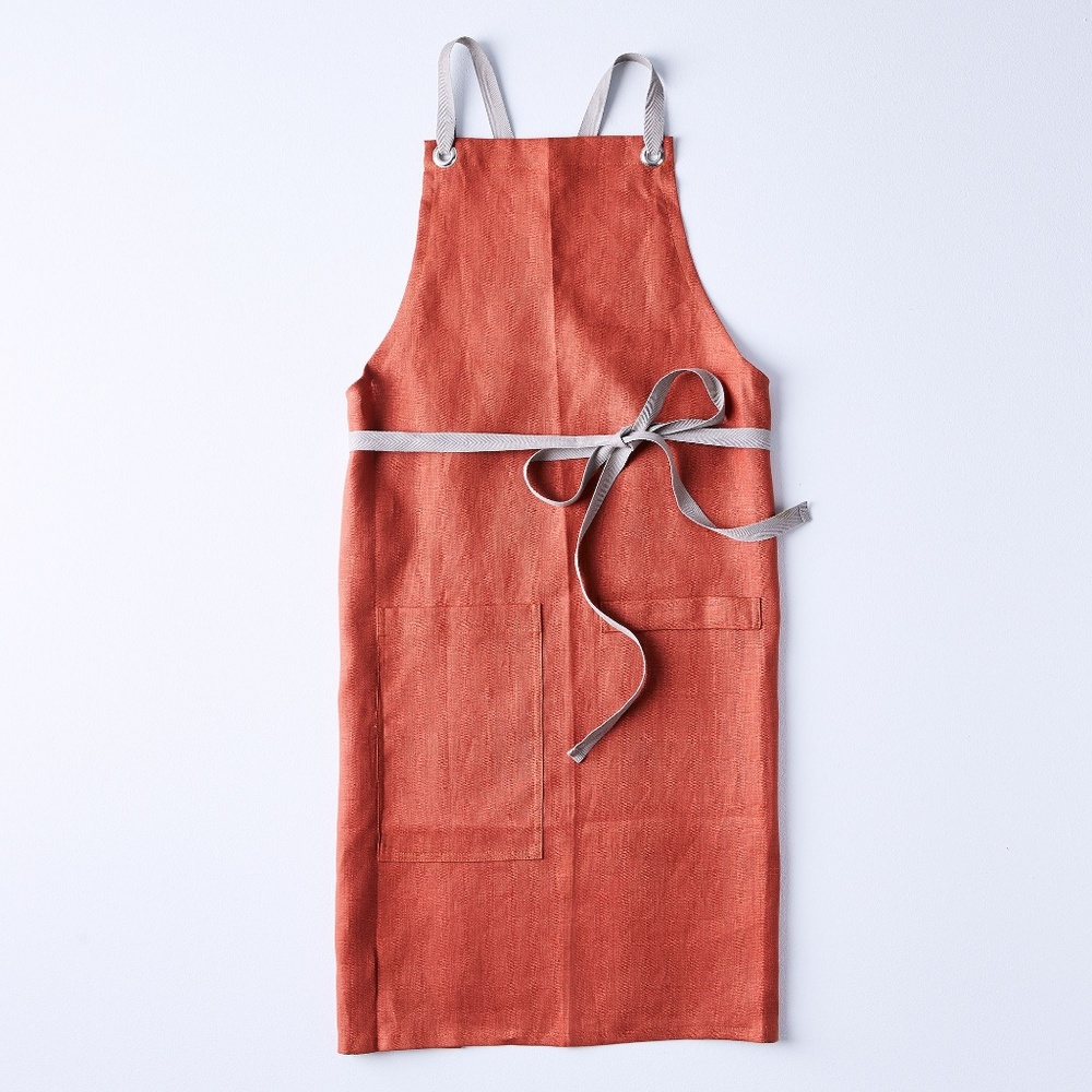 Cross-Back Linen Kitchen Apron